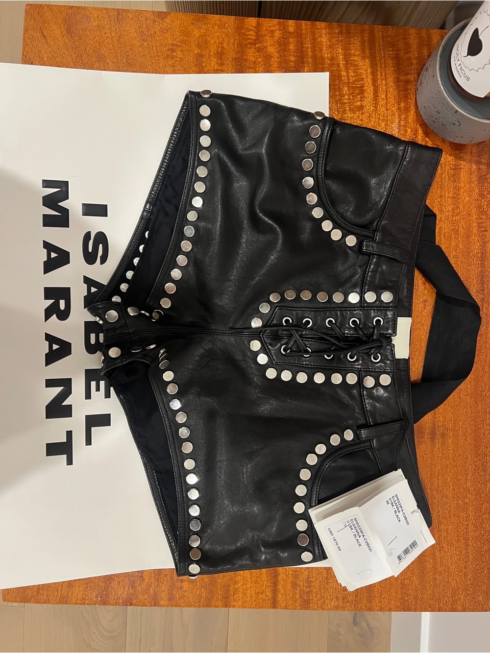 Isabel Marant Elsanna Black Studded Leather Shorts - Picture 4 of 10